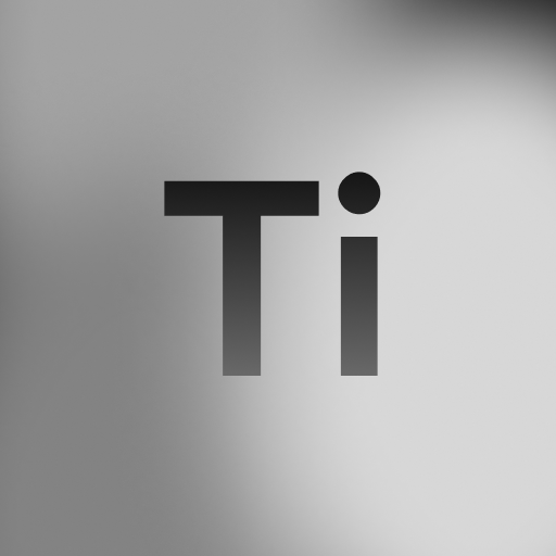 Ti in black, written on a gradient grey background